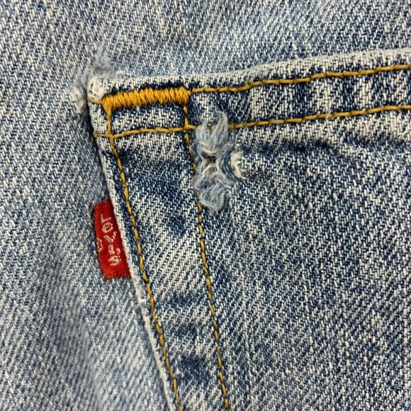 Levi 550 Denim Shorts Contruction Contractor Light Wash Jean Mens 38 - Picture 3 of 4